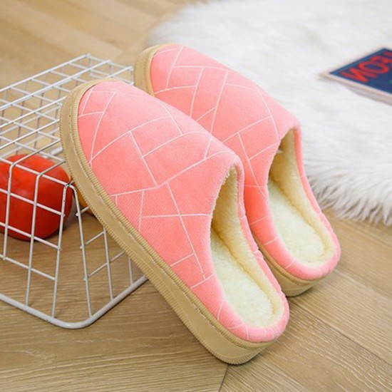 Women Casual Geometric Printing Closed Toe Warm Lining Home Slippers