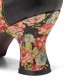  Women Elegant Graceful Little Flowers Printed Comfy Wearable Lace Up Stitching Chunky Heel Pumps