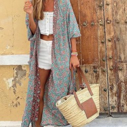 Women's printed loose long cardigan  HE1402-04-02