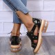 Plus Size Women Casual Fashion Rivet Decor Lace  up Sandals