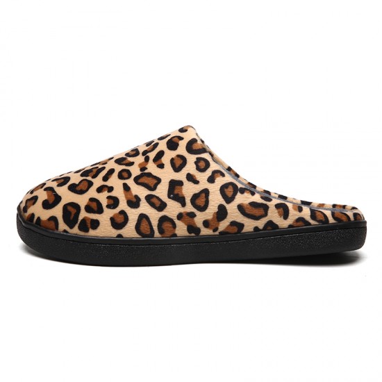 Men Leopard Cotton Warm Non Slip Wearable Sole Slip  on Home Slipper