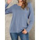 Women Solid Color Basic Designed Pleats V  Neck Long Sleeve Casual Blouses