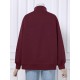 Women Rhombic Turtleneck Thic Full Sleeve Spliced Irregular Hem Pullover Sweatshirt