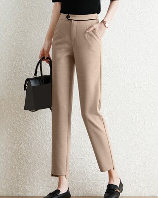 Contrast Pocket Step Hem Tailored Pants For Women