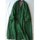 Women Green V Neck Button Cotton Filled Parka Long Coats Winter