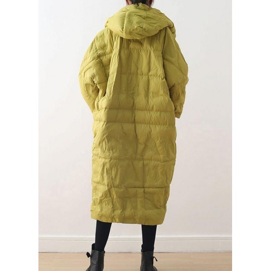 2025 Warm Yellow Down Coat original design literary retro overcoat
