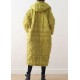 2025 Warm Yellow Down Coat original design literary retro overcoat