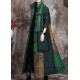 Boutique Green Print Pockets Thick Cotton Winter Long sleeve Coat