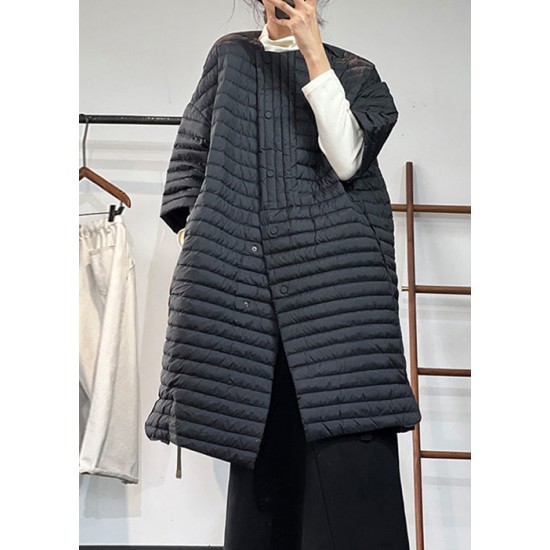 Plus Size Yellow Button Pockets Patchwork Thin Parka Winter