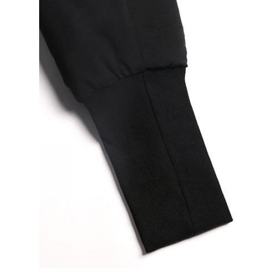 Fine black winter parkas oversize hooded zippered winter coats