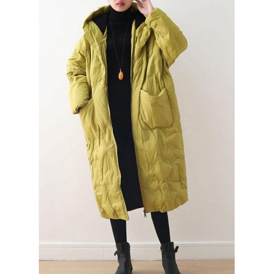 2025 Warm Yellow Down Coat original design literary retro overcoat