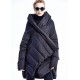 Black fashion Cloak asymmetrical design Thick Winter Duck Down Coat