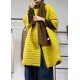 Plus Size Yellow Button Pockets Patchwork Thin Parka Winter