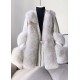 Stylish White V Neck Patchwork Mink Hair Coats Winter