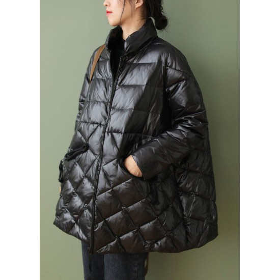 Boutique Chocolate zippered Pockets Loose Winter Down Coat