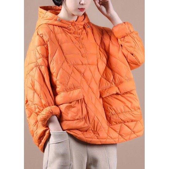 Literary Orange Plus Size Hooded Pullover Short Puffers Jackets(Free Shipping + Limited Stock)