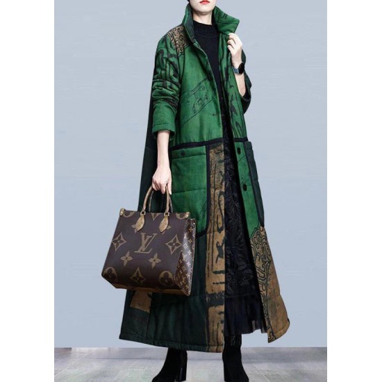 Beautiful Yellow Stand Collar Button Winter Cotton Parka Long sleeve