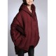 Trendy Mulberry hooded zippered Cloak Sleeves Winter Duck Down coat