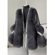 Stylish White V Neck Patchwork Mink Hair Coats Winter