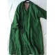 Women Green V Neck Button Cotton Filled Parka Long Coats Winter