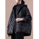 Luxury Black hooded zippered Patchwork Winter Winter Coats Long sleeve