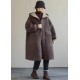 Women Blue Hooded Button Faux Fur Winter Coat