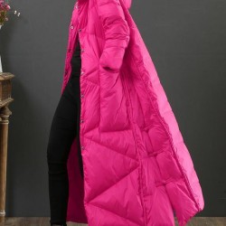 Luxury Loose fitting womens parka Jackets rose hooded Button Down warm winter coat