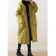 2025 Warm Yellow Down Coat original design literary retro overcoat
