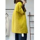 Plus Size Yellow Button Pockets Patchwork Thin Parka Winter