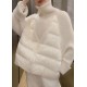 Loose Kahki Turtleneck Zip Up Knit Patchwork Parka Long Sleeve