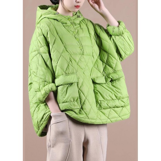 2025 Loose Fitting Winter Puffer Jacket Hooded Green Down Coat