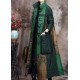 Boutique Green Print Pockets Thick Cotton Winter Long sleeve Coat