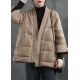 Caramel V Neck Button Thick fashion Winter Duck Down Jackets