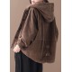 Fine Chocolate Hooded Corduroy Winter Coats Warm Outwear