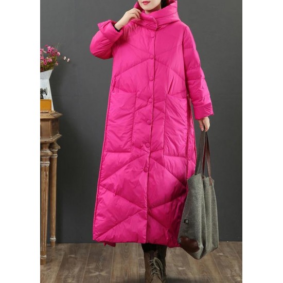 Luxury Loose fitting womens parka Jackets rose hooded Button Down warm winter coat