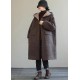 Women Blue Hooded Button Faux Fur Winter Coat