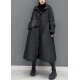 Women Black Hooded Pockets Fine Cotton Filled Witner Coat Winter