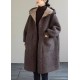 Women Blue Hooded Button Faux Fur Winter Coat