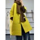 Plus Size Yellow Button Pockets Patchwork Thin Parka Winter