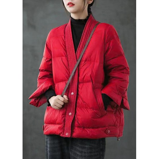 Caramel V Neck Button Thick fashion Winter Duck Down Jackets