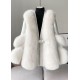 Stylish White V Neck Patchwork Mink Hair Coats Winter