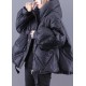 Beautiful Black hooded Loose zippered Warm Winter Duck Down Jacket