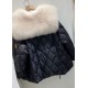 Women Green Fur Collar Oversized Duck Down Puffers Jackets Winter
