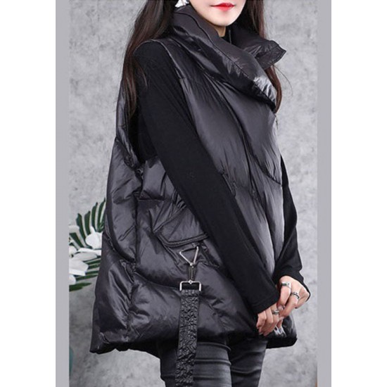 Beautiful Black Peter Pan Collar zippered Duck Down Winter down vest