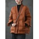 Caramel V Neck Button Thick fashion Winter Duck Down Jackets