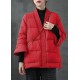 Caramel V Neck Button Thick fashion Winter Duck Down Jackets