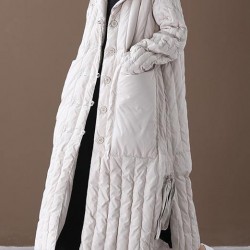 Free Shipping-luxury Plus Size Winter Overcoat Beige Hooded Large Pockets Coat
