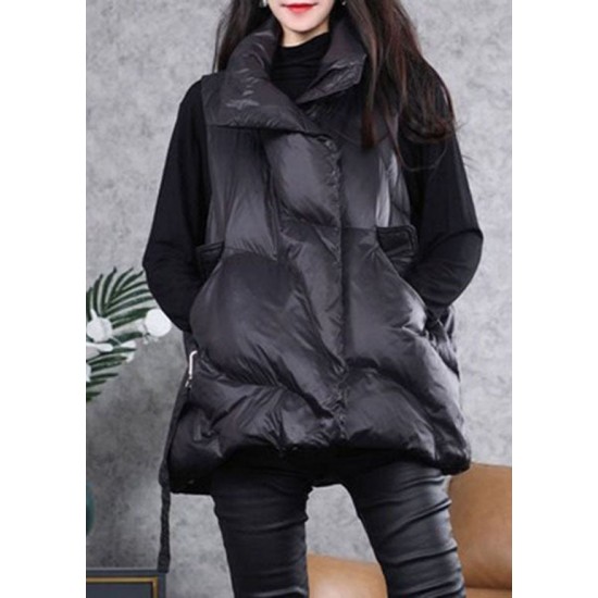 Beautiful Black Peter Pan Collar zippered Duck Down Winter down vest
