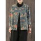 Casual retro Print Button Fall Denim Coat