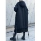Fine black winter parkas oversize hooded zippered winter coats